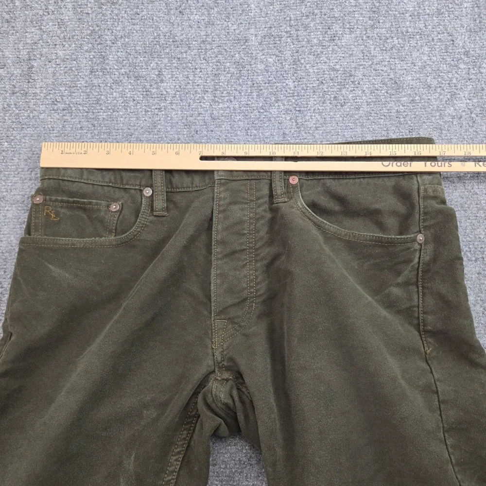Vintage Polo Ralph Lauren Pants 32x32 Olive Green Sueded Cotton Straight Leg 90s